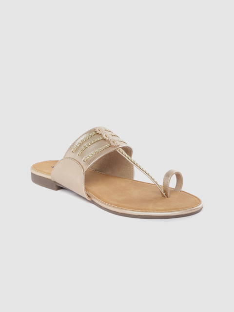 

Anouk Women Gold-Toned Braided One Toe Flats