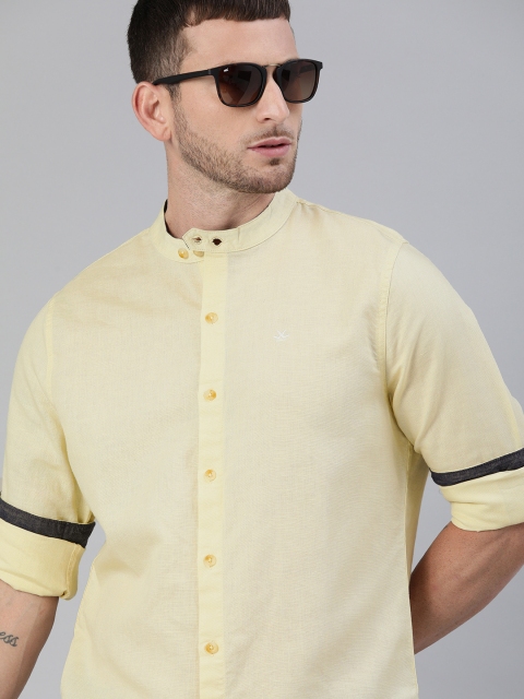 

WROGN Men Yellow Slim Fit Solid Casual Shirt