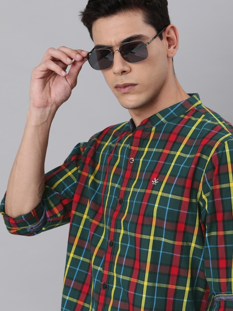 

WROGN Men Green Slim Fit Checked Casual Shirt