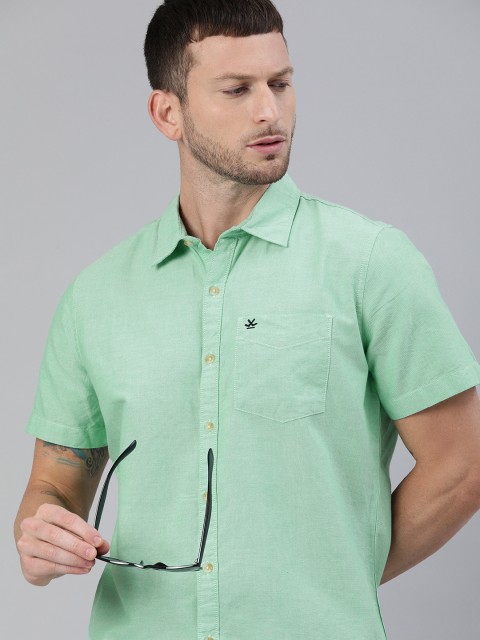 

WROGN Men Green Slim Fit Solid Casual Shirt