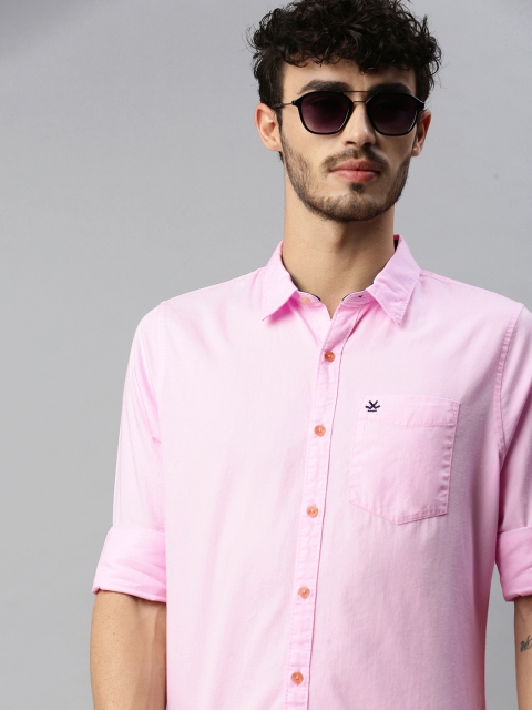

WROGN Men Pink Slim Fit Solid Casual Shirt