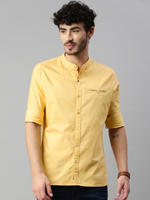 

WROGN Men Yellow Slim Fit Solid Casual Shirt
