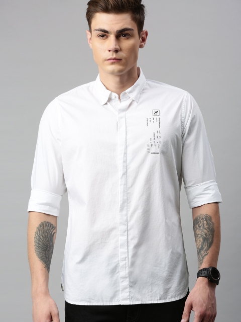 

WROGN Men White Slim Fit Solid Casual Shirt