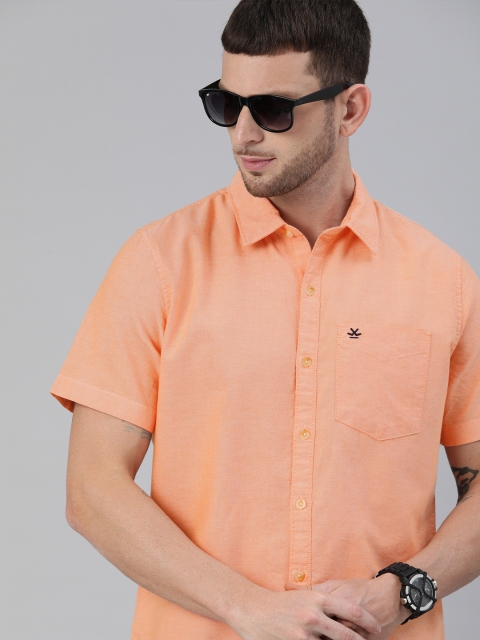 

WROGN Men Orange Slim Fit Solid Casual Shirt