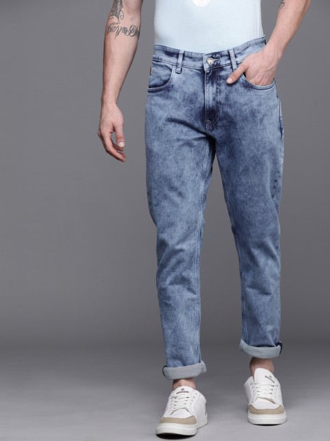 

WROGN Men Blue Skinny Fit Heavy Fade Acid Wash Stretchable Jeans