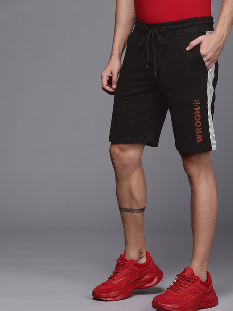 

Wrogn Men Black Solid Sport Shorts