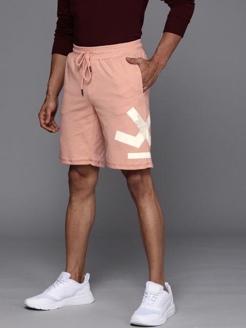 

WROGN Men Pink Slim Fit Brand Logo Printed Regular Shorts