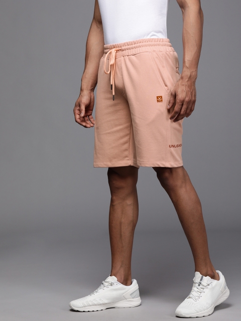 

WROGN Men Peach-Coloured Solid Regular Fit Regular Shorts