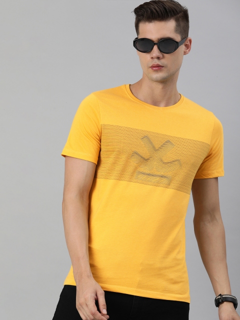 

WROGN Men Yellow Brand Logo Printed Slim Fit T-shirt