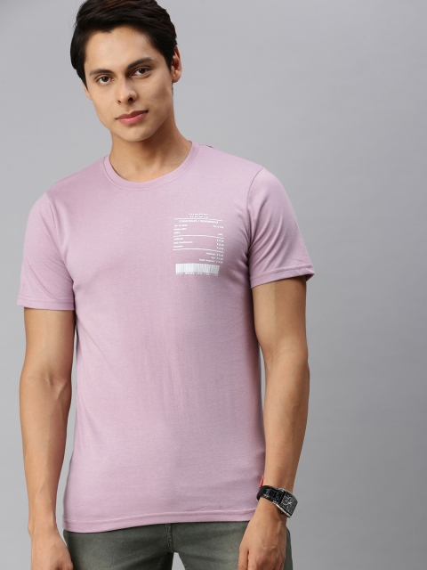 

WROGN Men Mauve Solid Slim Fit T-shirt