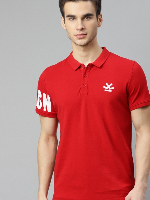 

WROGN Men Red Solid Polo Collar T-shirt