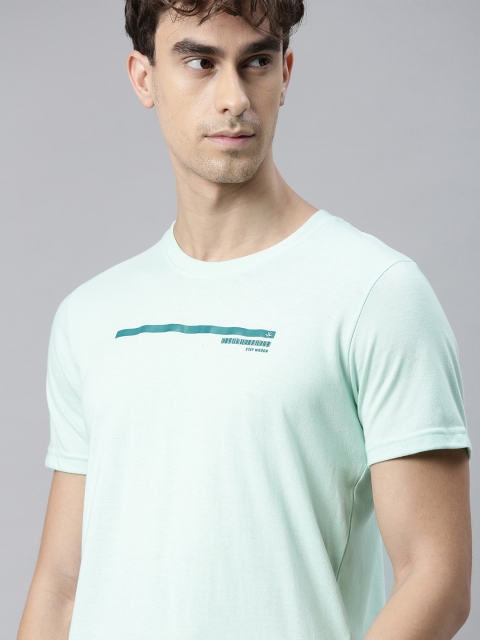 

WROGN Men Sea Green Printed Slim Fit Round Neck T-shirt