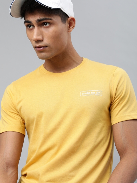 

WROGN Men Yellow Solid Round Neck T-shirt