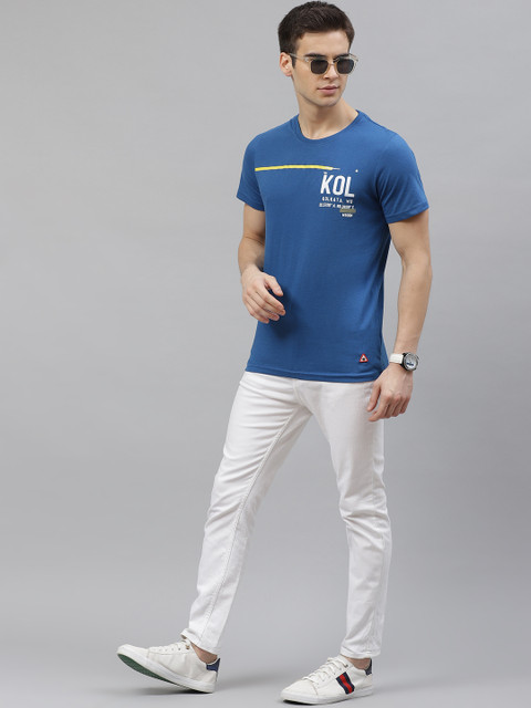 

WROGN Men Blue City Code Printed Round Neck T-shirt