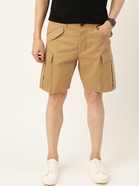 

Mr Bowerbird Men Beige Solid Mid-Rise Cargo Shorts