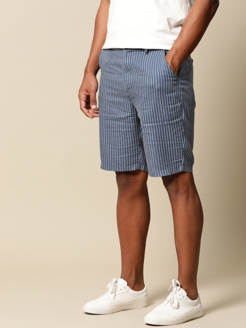 

Mr Bowerbird Men Blue & White Striped Tailored Fit Regular Shorts