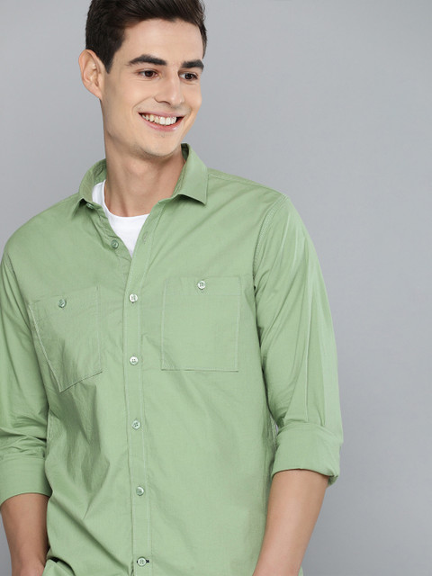 

M&H Easy Men Sea Green Regular Fit Solid Casual Shirt