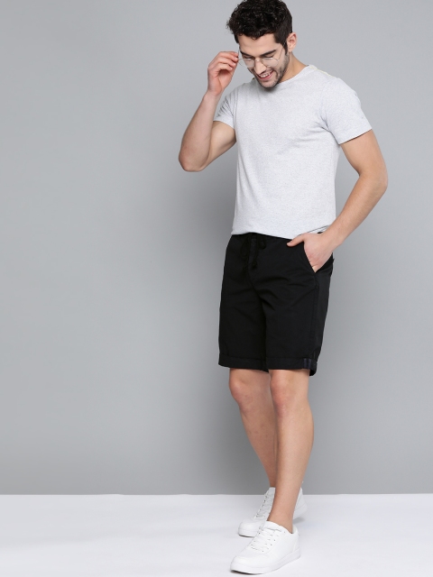 

Mast & Harbour Men Black Pure Cotton Solid Regular Fit Shorts