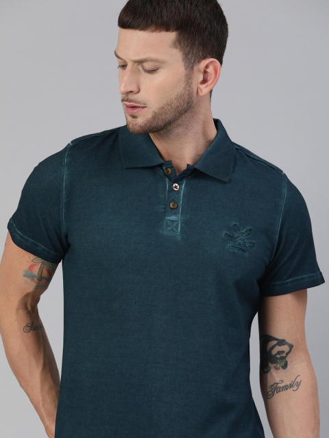 

WROGN Men Navy Blue Solid Slim Fit Polo Collar T-shirt