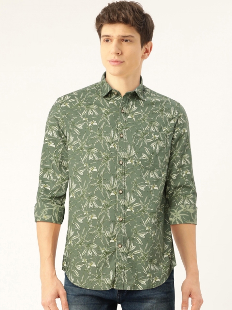 

Flying Machine Men Green Regular Fit Printed Casual Shirt