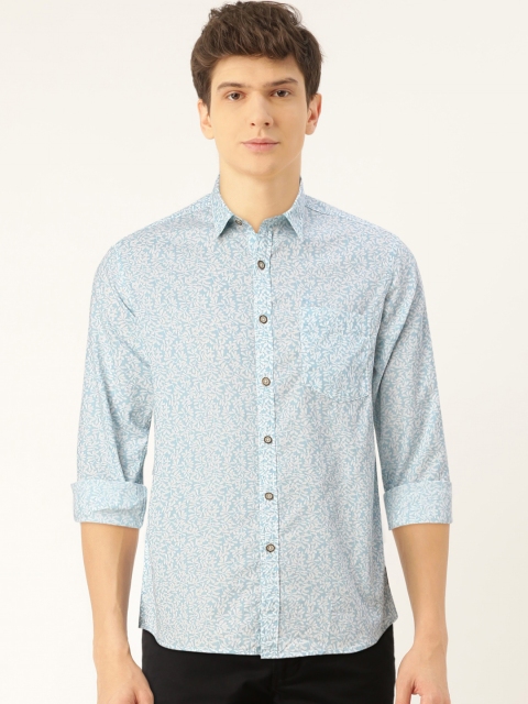 

Flying Machine Men Blue & White Slim Fit Printed Casual Shirt