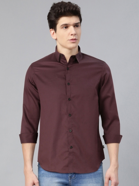 

Flying Machine Men Maroon Slim Fit Solid Casual Shirt