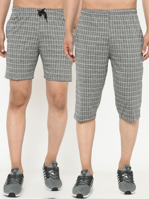 

VIMAL JONNEY Men Pack of 2 Grey Checked Shorts