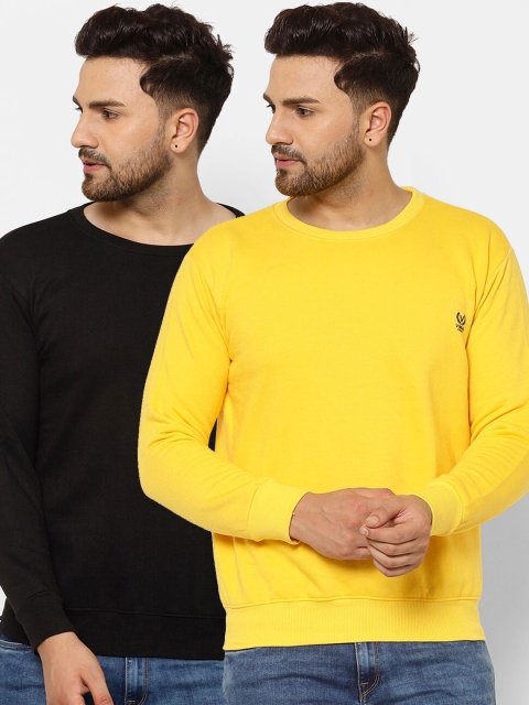 

VIMAL JONNEY Men Pack of 2 Cotton Solid Sweatshirts, Black