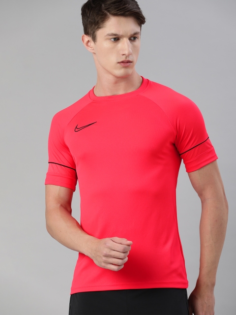 

Nike Men Coral Red Solid Dri-FIT ACD21 SS Round Neck Football T-shirt