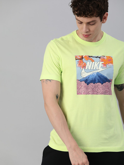 

Nike Men Lime Green Printed Round Neck T-shirt