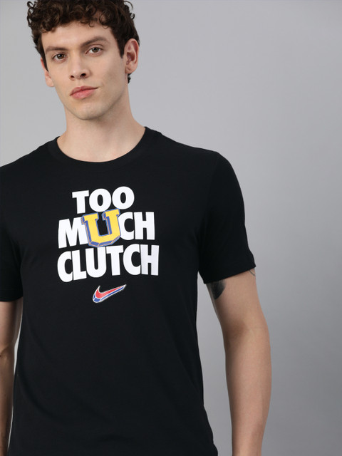 

Nike Men Black Printed MM VERBIAGE Dri-Fit Round Neck Basketball T-shirt