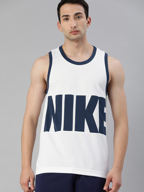 

Nike Men White Logo Detailed Dri-FIT STARTING FIVE Basketball T-shirt