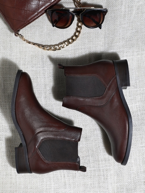 

Mode by Red Tape Women Coffee Brown Leather Chelsea Boots