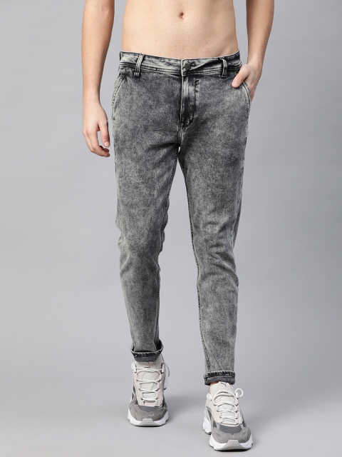 

The Roadster Lifestyle Co Men Charcoal Grey Slim Tapered Fit Heavy Fade Bleached Stretchable Jeans