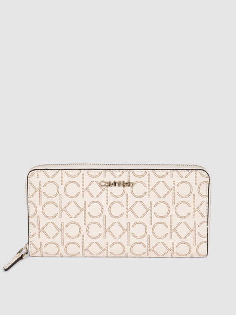 

Calvin Klein Women Off-White Printed Zip Around Wallet