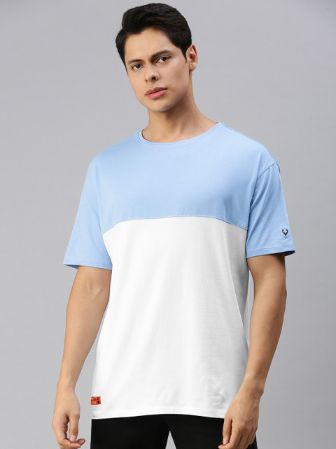

Allen Solly Tribe Men White & Blue Colourblocked T-shirt
