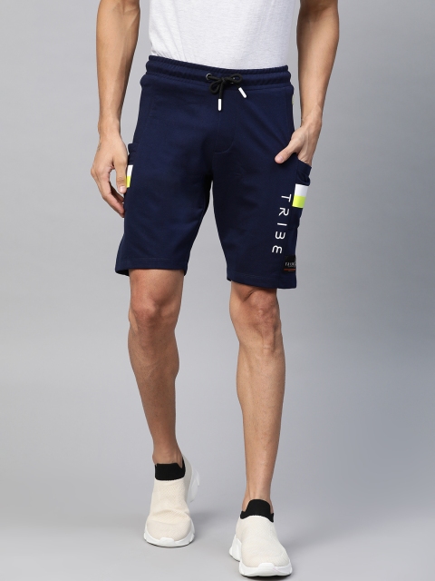

Allen Solly Tribe Men Navy Blue Solid Slim Fit Mid-Rise Regular Shorts