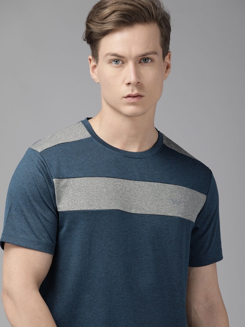 

Wildcraft Men Teal Blue & Grey Printed Round Neck T-shirt