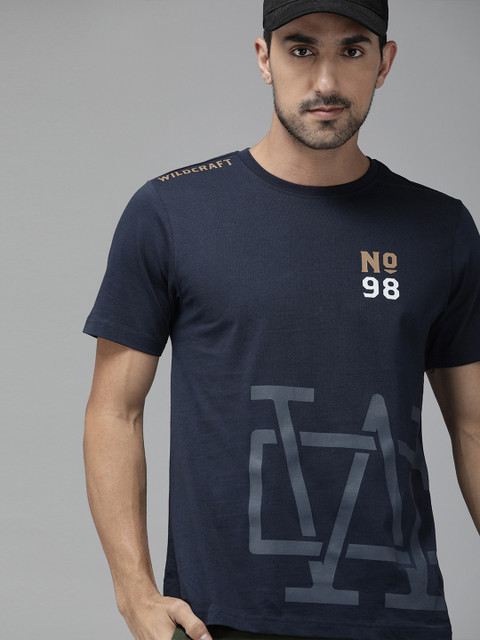 

Wildcraft Men Navy Blue Printed Round Neck T-shirt
