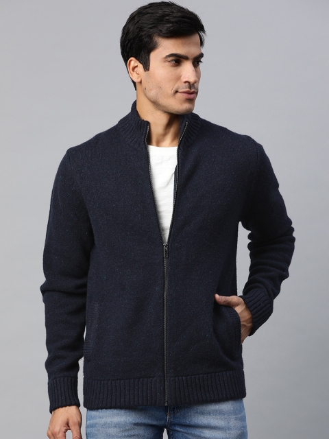 

Marks & Spencer Men Navy Blue Solid Front-Open Sweater