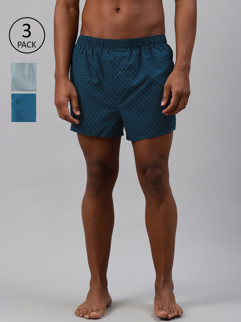

Marks & Spencer Men Pack of 3 Blue Geometric Print Pure Cotton Boxers T143802