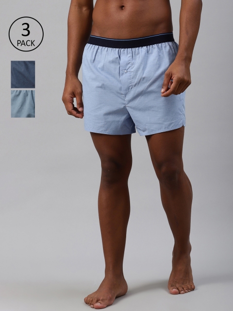 

Marks & Spencer Men Pack of 3 Blue Solid Pure Cotton Boxers T143601