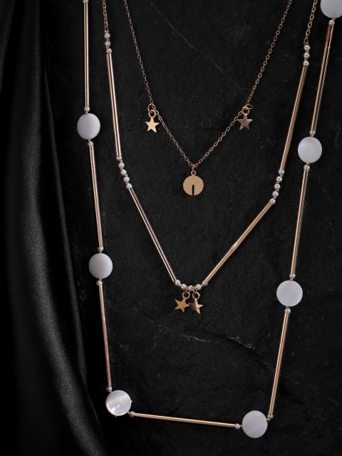 

DIVA WALK EXCLUSIVE White Gold-Plated Beaded Handcrafted Layered Necklace