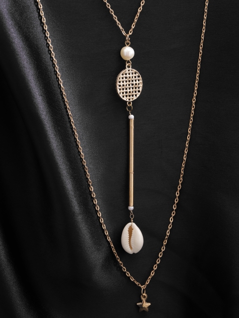

DIVA WALK EXCLUSIVE Women Off-White Gold-Plated Layered Beaded Handcrafted Necklace
