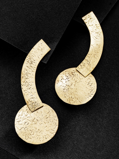 

DIVA WALK EXCLUSIVE Gold-Plated Textured Handcrafted Geometric Drop Earrings
