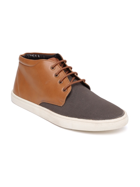 

U.S. Polo Assn. Men Brown Colourblock Mid-Top Sneakers