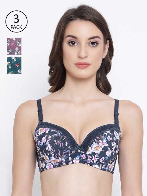 

Clovia Blue Printed Underwired Lightly Padded T-shirt Bra