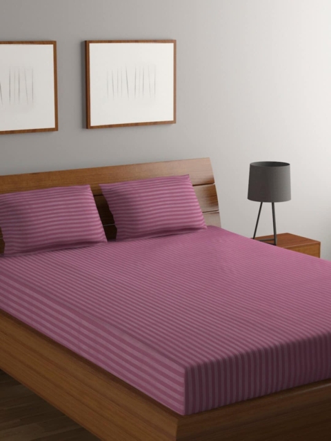 

Bromwick Purple Striped 180 TC Polycotton 1 Queen Bedsheet with 2 Pillow Covers