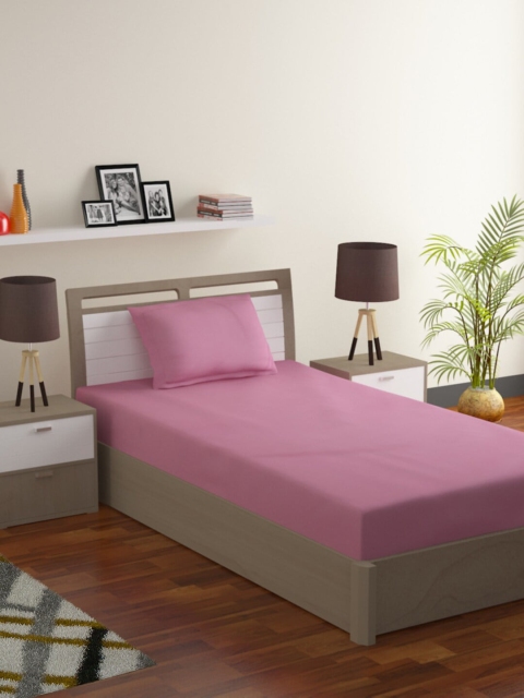 

Bromwick Pink Solid 180 TC Polycotton 1 Single Bedsheet with 1 Pillow Covers