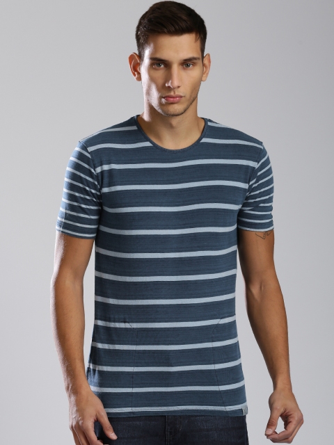 

HRX by Hrithik Roshan Men Real Indigo Striped T-Shirt, Blue